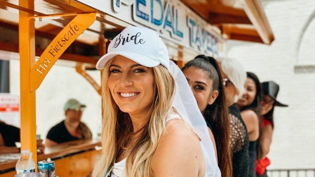 Bride on Nashville Pedal Tavern Tour in downtown Nashville