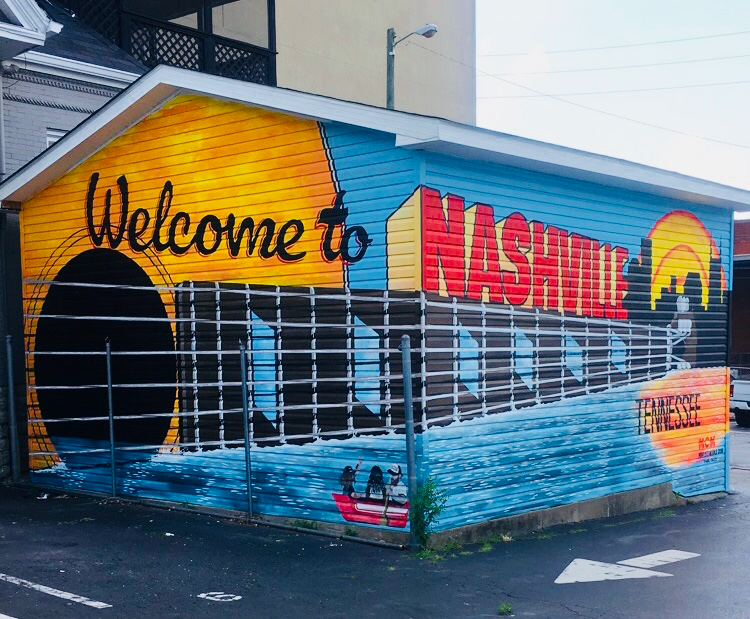 Nashville City Wall Mural with the words "Welcome to Nashville".
