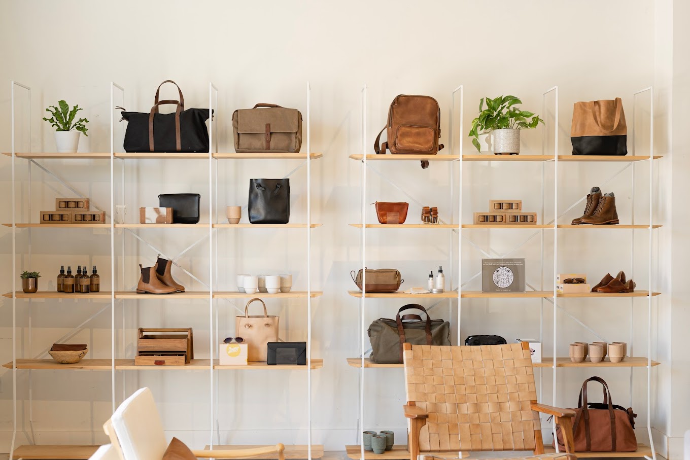 Nisolo's Nashville Showroom with sustainable shoes and bags
