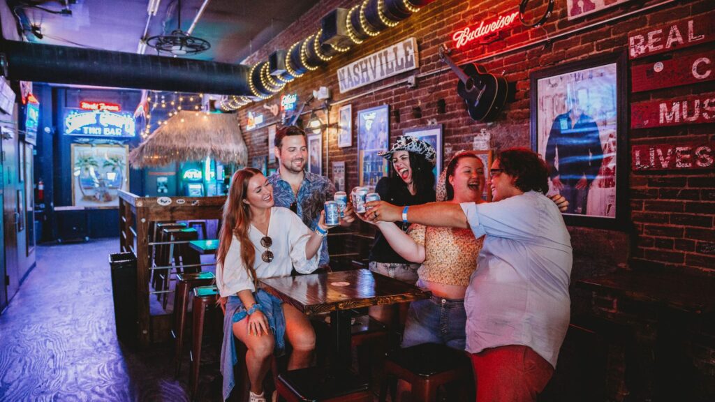 A group of friends out in Downtown Nashville